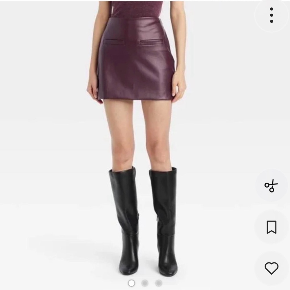 A New Day Vegan Leather Burgundy Skirt
